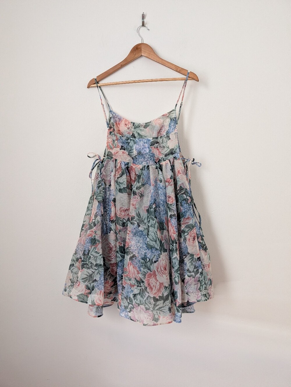 Selkie Blue Pink Pastel Floral My So Called Life Empress Babydoll Tie Mini Dress - Picture 6 of 7